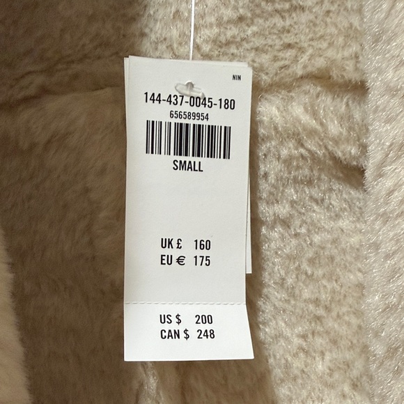 Abercrombie & Fitch Beige Leather Jacket with Shearling Collar - Picture 4 of 4